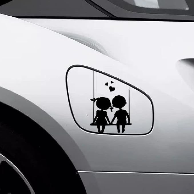 Cute Kids on Swing Car decal, Silhouette Decal with Cute Childish Design (1.75x30)