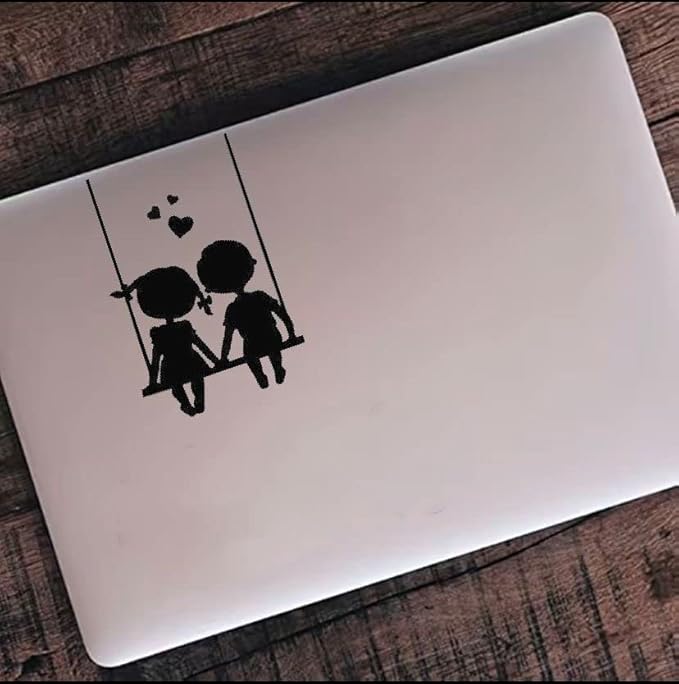 Cute Kids on Swing Car decal, Silhouette Decal with Cute Childish Design (1.75x30)