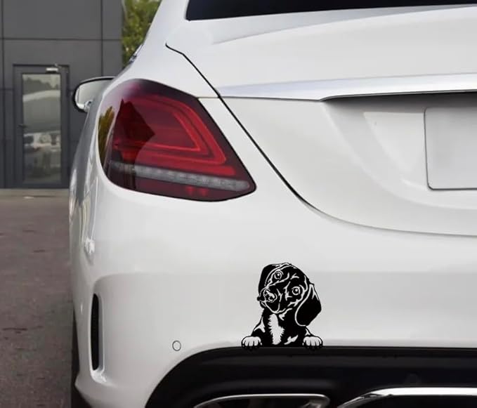 Peeking Dachshund Decals for Car, Dog Decals for Window Trunk Bumper, Dachsie Dog Decals for Truck Car Van RV, Car Decal Anime Cute, (Dachshund) (1.75x30)