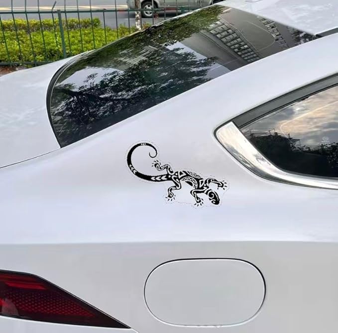 Ethnic Gecko lizard Vinyl Decals, Ethnic Stickers Vehicle Decal with Mandala Style, Peel and Stick BLACK (1.75x30)