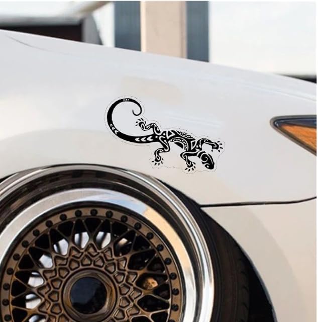 Ethnic Gecko lizard Vinyl Decals, Ethnic Stickers Vehicle Decal with Mandala Style, Peel and Stick BLACK (1.75x30)