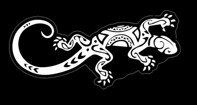 Ethnic Gecko lizard Vinyl Decals, Ethnic Stickers Vehicle Decal with Mandala Style, Peel and Stick WHITE (1.75x30)
