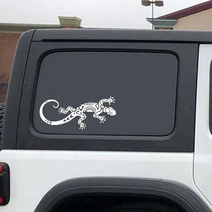 Ethnic Gecko lizard Vinyl Decals, Ethnic Stickers Vehicle Decal with Mandala Style, Peel and Stick WHITE (1.75x30)