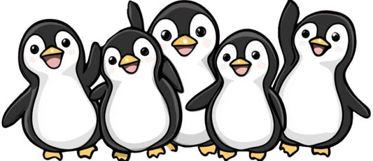 Hello Penguins Anime Car Decal, Cute Little Penguin Family Sticker Peel and Stick, Fun and Cute Unique Car Decal for Car, Vehicle, Bike, Truck, RV, Creative Graphic Design (5 Penguins) (2.15x30)