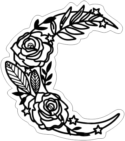 Moon Flower Car Decal. Window, Bumper, and Trunk vehicle decal BLACK (1.75x30)