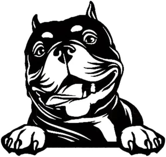 Peeking American Bully Dog Terrier Car Sticker, Dog Face Decals for Car Window Bumper, Pit Bull Dog Decals for Vehicle, Peeking Car Sticker Anime, Peekaboo Vinyl Cute (American Bully) (1.75x30)