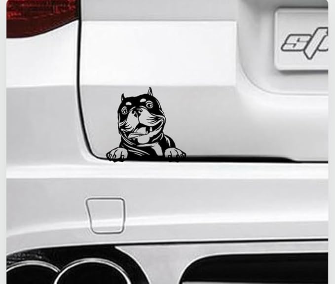 Peeking American Bully Dog Terrier Car Sticker, Dog Face Decals for Car Window Bumper, Pit Bull Dog Decals for Vehicle, Peeking Car Sticker Anime, Peekaboo Vinyl Cute (American Bully) (1.75x30)