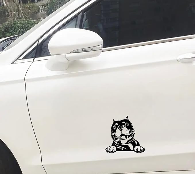 Peeking American Bully Dog Terrier Car Sticker, Dog Face Decals for Car Window Bumper, Pit Bull Dog Decals for Vehicle, Peeking Car Sticker Anime, Peekaboo Vinyl Cute (American Bully) (1.75x30)