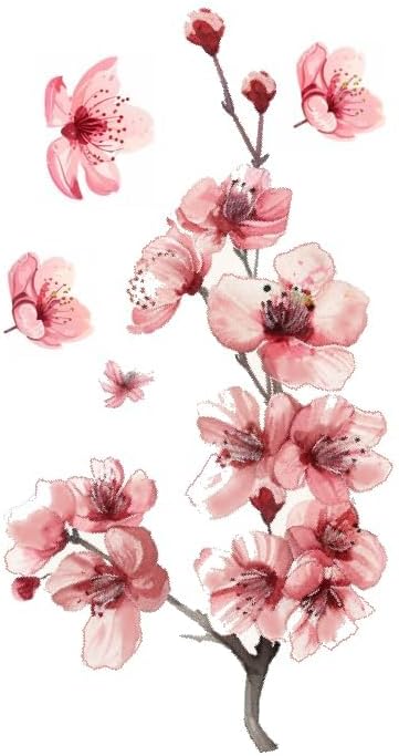 3 PCS Red Cherry Blossom Car Decal Sticker, Sakura Red Blossom Flower Design Vinyl Sticker, for Window, Bumper, Mirror, Hard case, Floral Flower Waterproof Decoration (2.50x30)