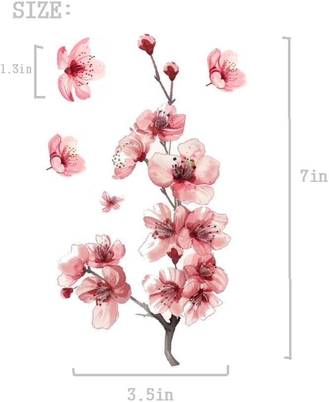 3 PCS Red Cherry Blossom Car Decal Sticker, Sakura Red Blossom Flower Design Vinyl Sticker, for Window, Bumper, Mirror, Hard case, Floral Flower Waterproof Decoration (2.50x30)