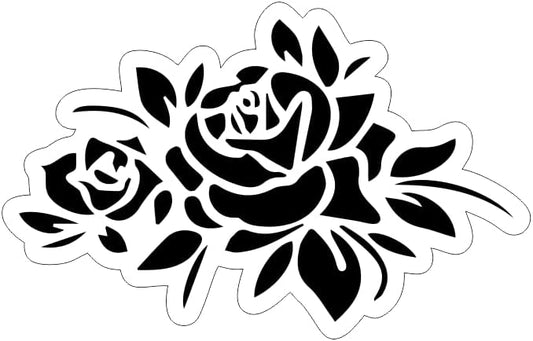 Roses with Leaves, Sexy Car Decals for men and women, Flower Car Decals, Flower Car Accessories BLACK (1.75x30)
