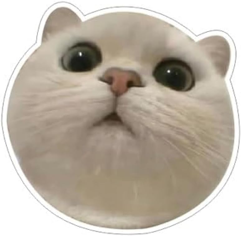 Magnifying White Cat Face Decals with 3D Anime Like, Vinyl Cat Car Decal Stickers for Car Bumper Window Rear Mirror, Peel and Stick, Funny Magnifying Bumper Sticker (1.75x30)