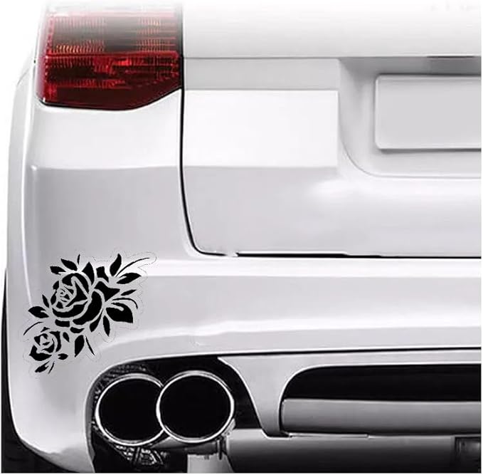 Roses with Leaves, Sexy Car Decals for men and women, Flower Car Decals, Flower Car Accessories BLACK (1.75x30)