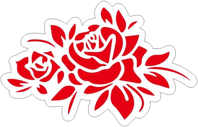 Roses with Leaves, Sexy Car Decals for men and women, Flower Car Decals, Flower Car Accessories RED (1.75x30)