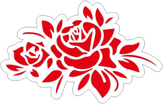 Roses with Leaves, Sexy Car Decals for men and women, Flower Car Decals, Flower Car Accessories RED (1.75x30)