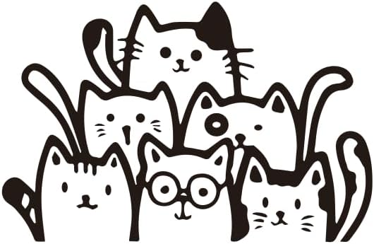 Standing 6 Cats for Window Vinyl Self-Adhesive Decal, Cute Cats Anime JDM Car Accessory, Car Decals for Women, Kids, Use for Laptop, Case, Waterbottle BLACK (1.75x30)
