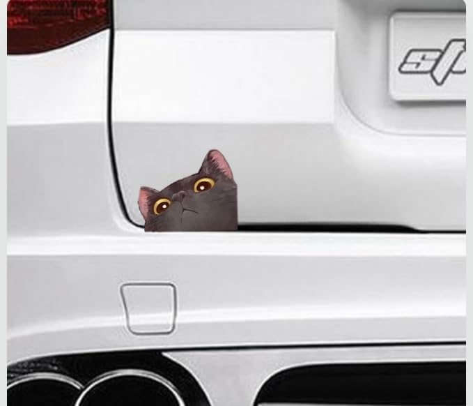 Cute Anime Cat Car Sticker, Peeking Cat Decals for Bumper Rear Window Mirror, Kawaii Cat Vinyl Decal for Vehicle, Vehicle Cat Graphic Automotive Decals Cute Anime (1.75x30)