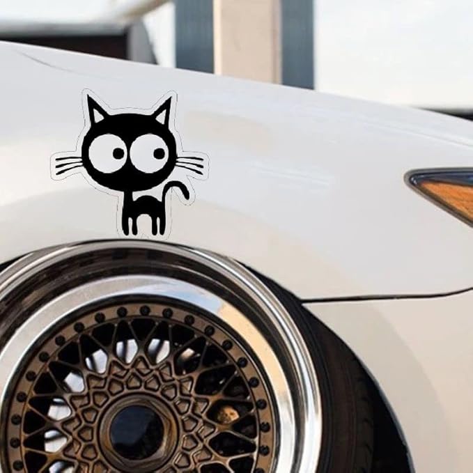 Cute Cartoon Standing Cat Car Decal BLACK ($1.75x30unit)