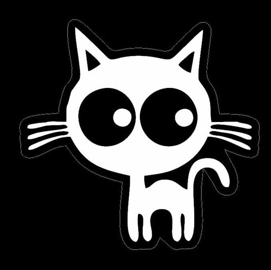 Cute Cartoon Standing Cat Car Decal WHITE ($1.75x30unit)