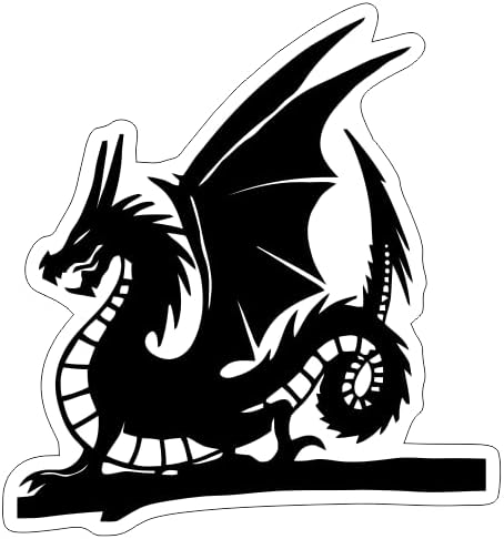 Dragon on The Branch Car Vinyl Decal, Ancient Fantasy Peel and Stick Decal, Dragon Wings Graphic Decoration for Window Bumper Trunck Rear BLACK (1.75x30)