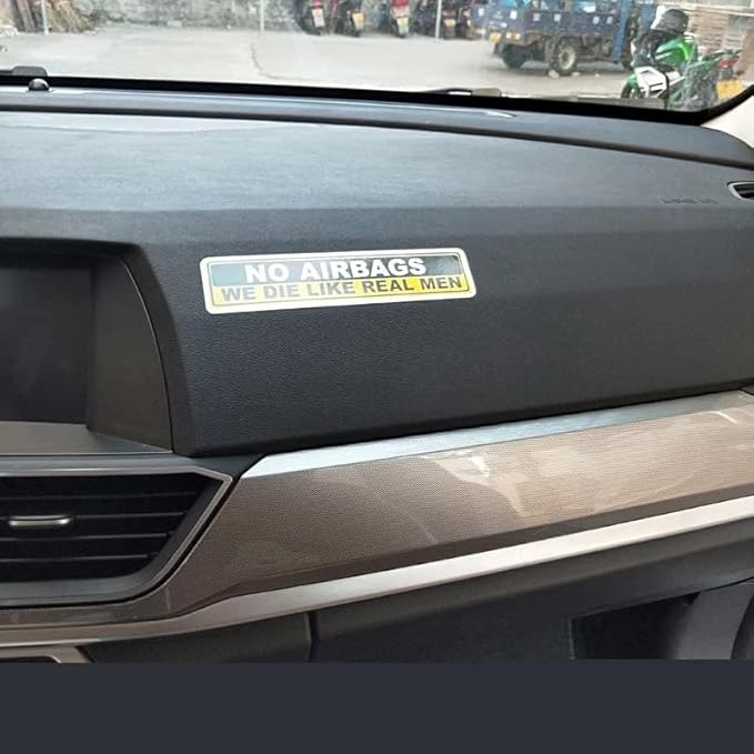No Airbags we Die Like Real Men Car bumper and trunk Decal (1.75x30)