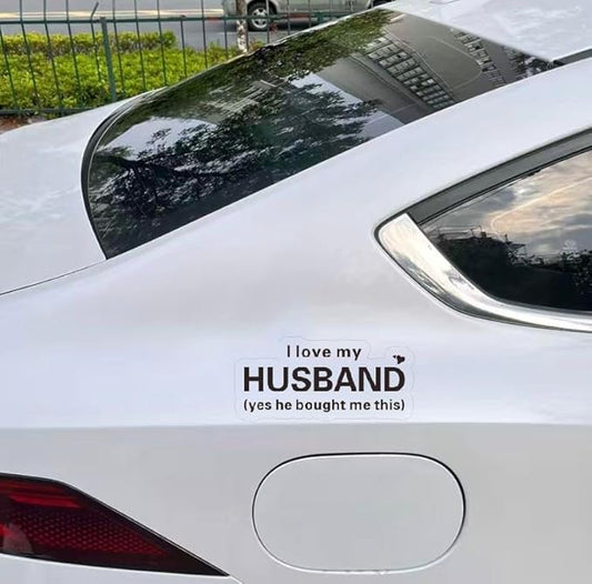 I Love My Husband Humorous Quote Car Decals for Women and Wives, Funny Marriage Love Car Accessory BLACK (1.75x30)