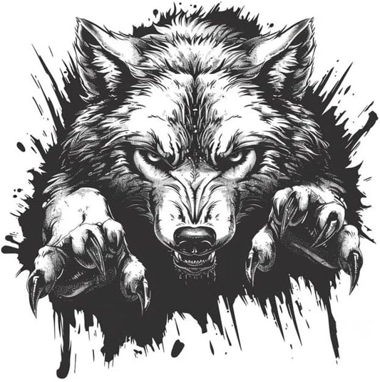 Peeking Wild Wolf with Paws Decals for Car, 3D Popping Wolf with Black and White, Wolf Claw Graphic Decal, Wolf Motif, Decals for Men Boys, Suitable for Car Vehicle Bike Van RV (2.15x30)