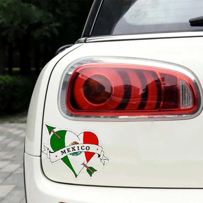Mexico Sticker with Heart Shaped Vinyl Adhesive, Love Mexico Fiesta, Mexican art Die cut Decal (1.75x30)