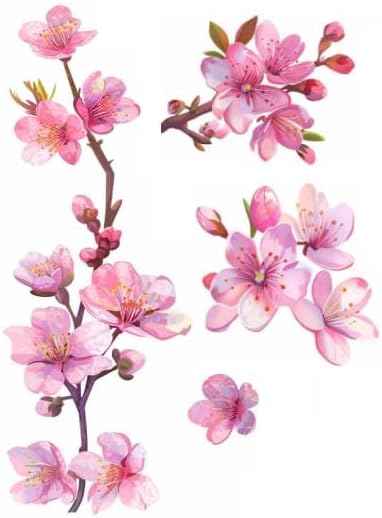 3 PCS Pink Cherry Blossom Car Decal Sticker, Sakura Blossom Flower as Pink Flower for Window, Bumper, Mirror, Japanese Watercolor Pink Cherry Car Decal, Flower Decals Waterproof  (2.50x30)