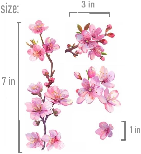 3 PCS Pink Cherry Blossom Car Decal Sticker, Sakura Blossom Flower as Pink Flower for Window, Bumper, Mirror, Japanese Watercolor Pink Cherry Car Decal, Flower Decals Waterproof  (2.50x30)