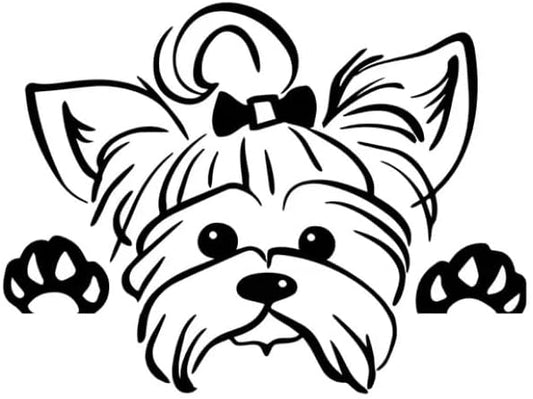 Peeking Yorkshire Terrier Car Widnow Decal Sticker, Cute Dog Decals for Window Bumper Mirror Rear, Dog Anime Car Decals, Dog on Board Peeking Car Vinyl Cute (Yorkshire Terrier) (1.75x30)