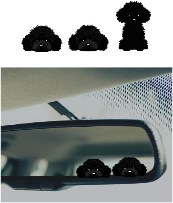 3 PCS Cute Puppies Mirror Sticker for Car, Rearview Mirror Vinyl with Cute Dogs, Car Interior Acceesories, Car Window Decals for Women, Small Decals for Spaces (1.75x30)