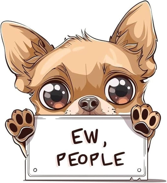 Anime Brown Puppy Decal with EW People, Funny Warning Decals for Car, Kawaii Anime Dog Car Sticker, Peeking Decals for Window Bumper Mirror, Vinyl Sticker (2.15x30)