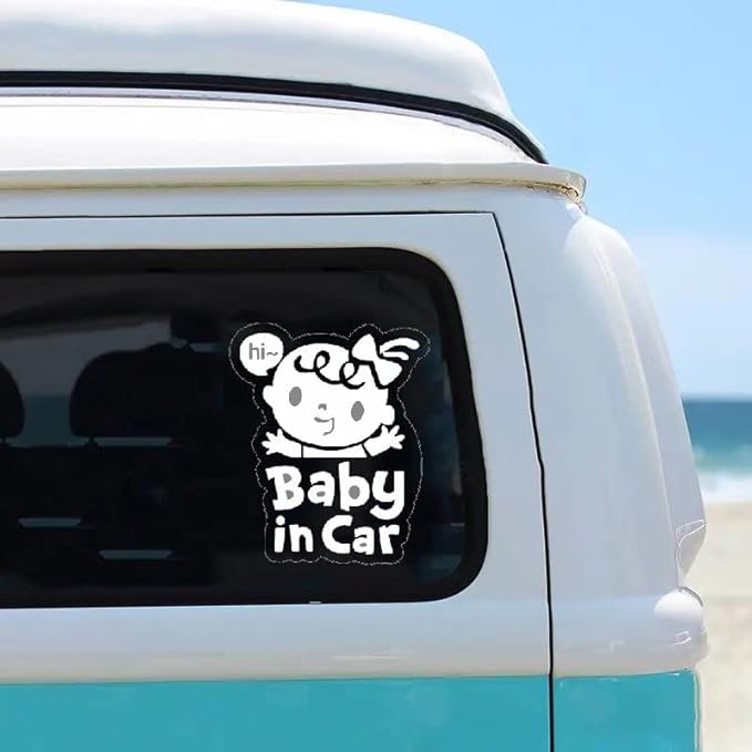 Baby on Board White Vinyl Safety Decal GIRL (1.75x30)