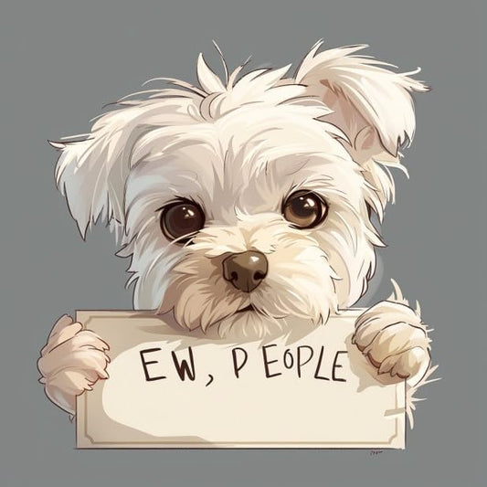 Anime Dog with EW People Quote Sticker for Car, Cute Maltese car Decal for Decoration Car Window Electronic Case Waterbottle, Dog Peek-a-Boo Window Cling, Vinyl Sticker (2.15x30)