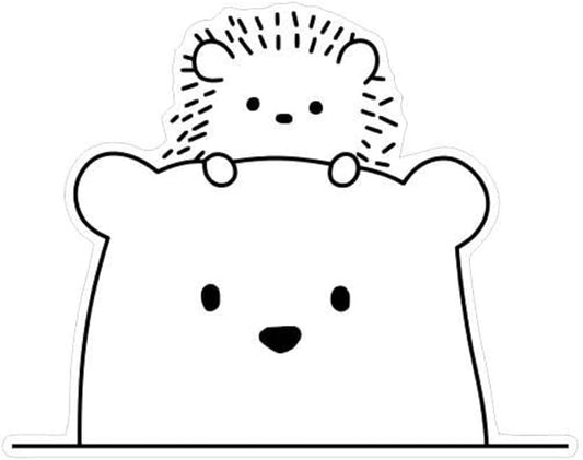 Transparent Cute Vinyl Decals for Car Truck Rear Gas Cover Window Bumper, Peeking Bear and Hedgehog, 5x5inch (1.75x30)