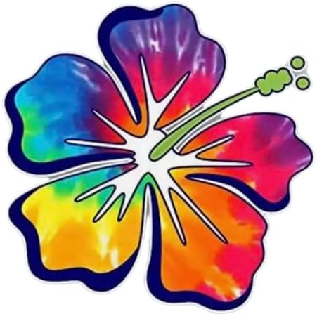 Hibiscus Rainbow Tropical Flower Stickers Decal for Car, Hawaiian Flower Holographic Vinyl Decal for Car, Window, Bumper (Rainbow) (2.15x30)