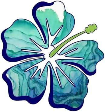 Hibiscus Tropical Flower Stickers Decal for Car, Large Hawaiian Flower Holographic Vinyl Sticker for Trunk, Window, Bumper, Side (Blue)(2.15x30)