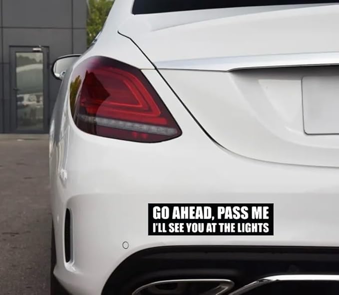 Go Ahead, Pass Me Humorous Car Warning Decals, Traffic Joke Decal for Drivers, Waterproof Vinyl Car Sticker for Window, Bumper, Rear (1.75x30)