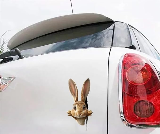 Peeking Bunny Decal for Car with 3D Anime, Cute Animal for Car Sticker Decals, Funny Peeking Little Rabbit Self Adhesive for Bumper, Window, Auto Panel (Rabbit) (2.15x30)