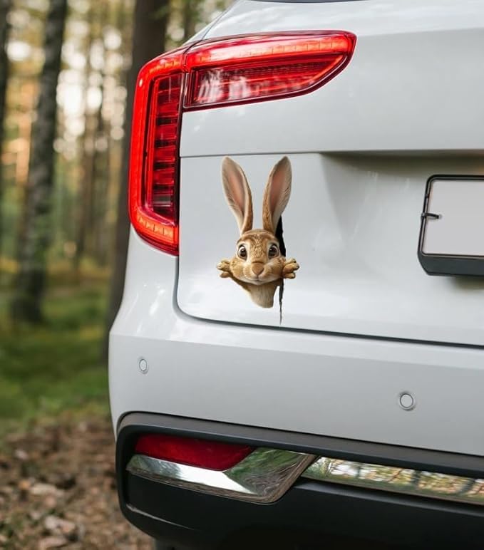 Peeking Bunny Decal for Car with 3D Anime, Cute Animal for Car Sticker Decals, Funny Peeking Little Rabbit Self Adhesive for Bumper, Window, Auto Panel (Rabbit) (2.15x30)