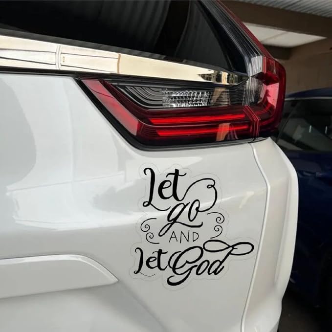 Let Go and Let God Vinyl Decals, Faith Religious Car Stickers (1.75x30)