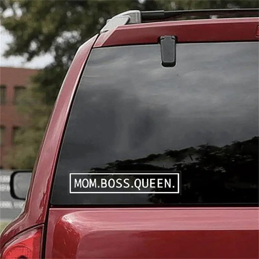 Mom.Boss.Queen Car Vinyl Sticker WHITE ($1.75x30unit)
