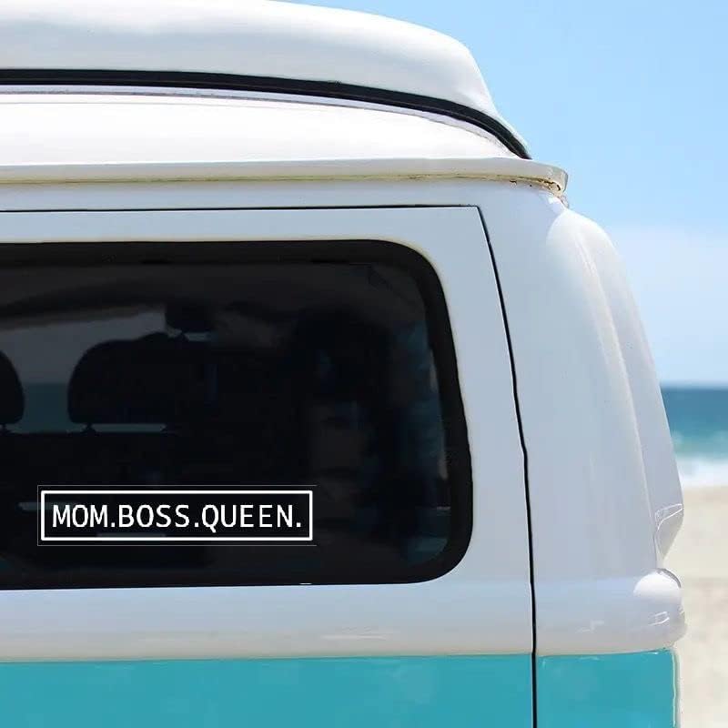 Mom.Boss.Queen Car Vinyl Sticker WHITE ($1.75x30unit)