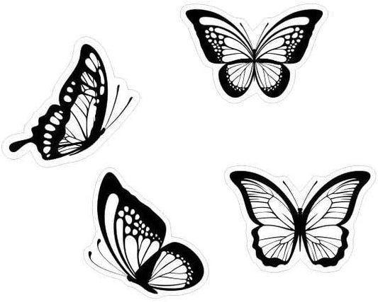 4 Butterfly Transparent Decals for car bumper and trunk BLACK (1.75x30)
