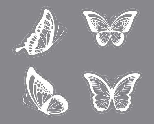 4 Butterfly Transparent Decals for car bumper and trunk WHITE (1.75x30)