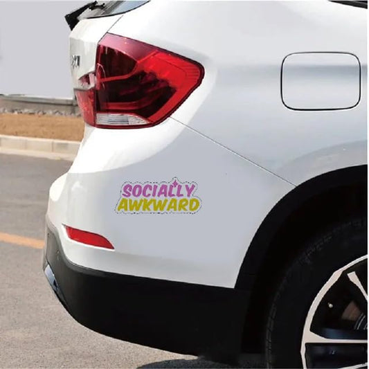 Socially Awkard Quote Vinyl Car Decal, Colorful Graphic Simple words for Vehicle, Electronic Case, Waterbottle, Guitar, Glass (1.75x30)