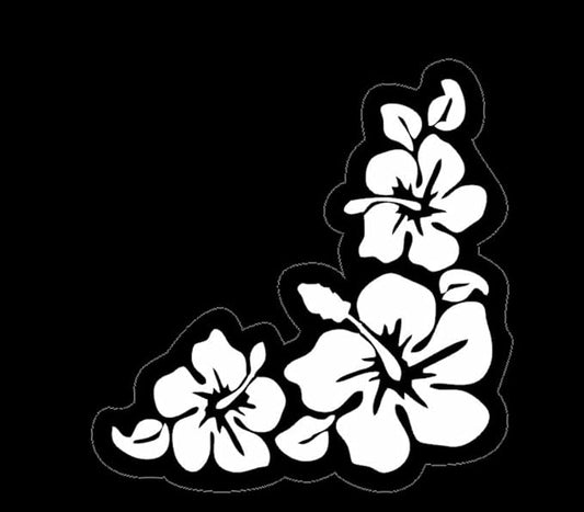 Hibiscus Car Sticker, Flowers Design Car Decals, White Flower Vinyl Sticker Hawaiian Flower Tropical (1.75x30)
