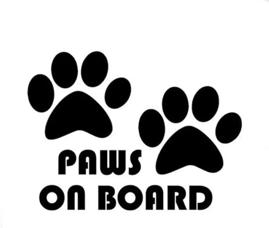 Paws on Board Car Vinyl Sticker, Dog on Board Car Safety Sign BLACK (1.75x30)