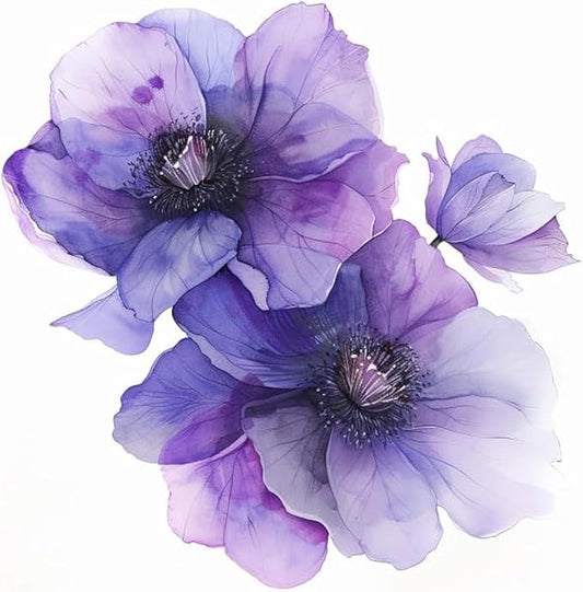 Clematis Flower Car Decal Watercolor, Purple Flower Bumper Sticker, Removable Waterproof Decals for Car, Electronic, Case, Waterbottle, Vehicle Decor Sticker, Purple Flower (2.15x30)